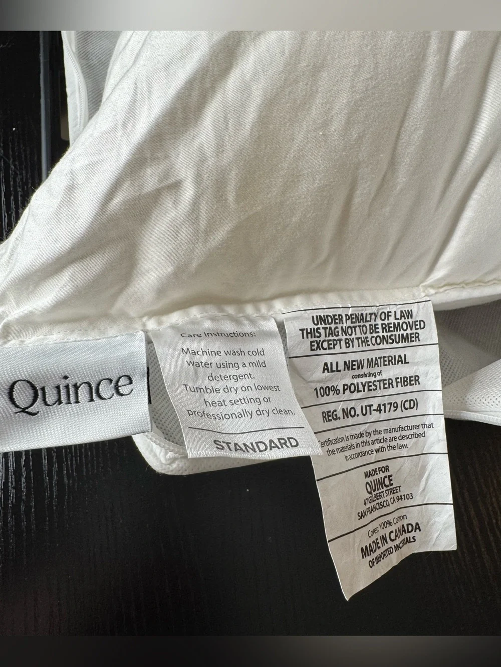 Quince Premium Down Alternative Pillow | Standard | Firm/Extra Firm | New